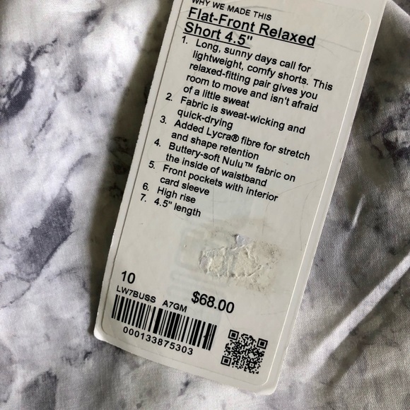 NWT Lululemon Print Flat Front Relaxed Shorts 4.5” Aquila Rhino Grey Multi 10 - Picture 6 of 12